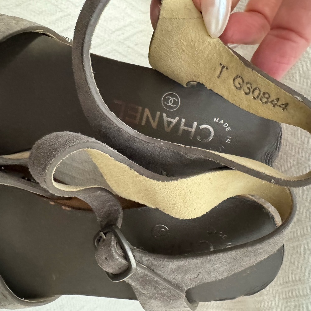 Chanel Gray Suede Women's Sandals